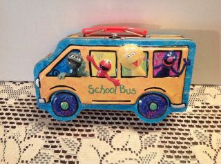 Sesame Street Metal Tin School Bus Lunch Box
