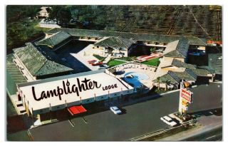 1950s/60s Lamplighter Lodge And Restaurant,  Sunnyvale,  Ca Postcard