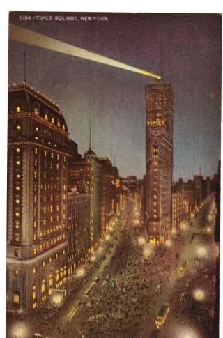 York Times Building @ Night,  Nyc Postcard Built 1904 One Times Square