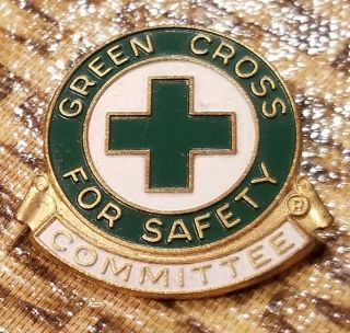 Vintage Green Cross Committee Brooch Style Lapel Pin