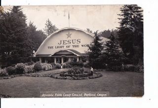 Old Real Photo Postcard Portland Oregon Apostolic Faith Camp Ground 1946