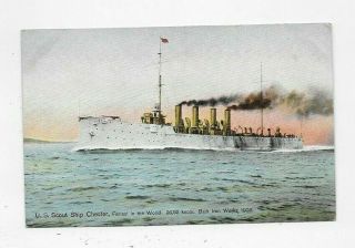 1908 Postcard Us Navy Ship Uss Chester Cl - 1 Scout Cruiser World 