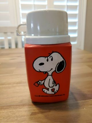 Snoopy Vintage Thermos,  Charlie Brown Peanuts Gang Red