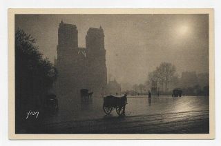 Paris France Notre Dame Cathedral By Moonlight Unposted Psot Card 2641