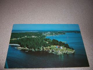 Aerial - View,  Burnt Coat Harbor Lighthouse Swans Island Me.  Vtg Photo Postcard
