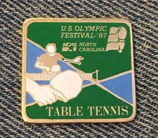 Table Tennis Pin Badge 1987 U.  S.  Olympic Festival Ncas North Carolina