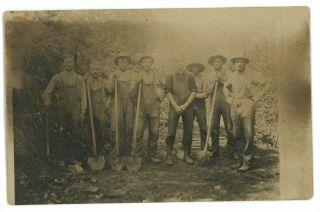 Rppc Men Shovels Labor Middleburg? Pa Snyder County Real Photo Postcard