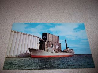 1950s Ms Biskopso Freight Ship Loading Grain At Duluth Mn.  Vtg Postcard
