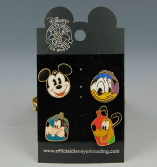 Walt Disney Pin Trading Around The World Mickey Pluto Goofy Donald Set Of 4 Pins