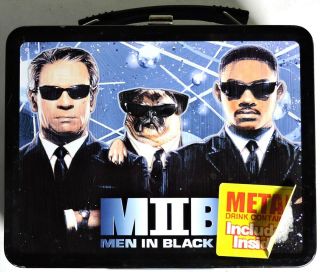 S752.  Mib Men In Black Ii Metal Lunch Box & Metal Thermos From Neca (2002)