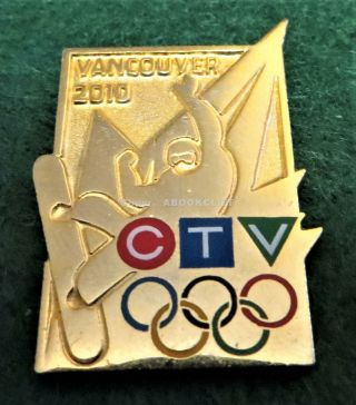 2010 Ctv Media Gold Tone Snowboarder Vancouver Olympics Lapel Pin