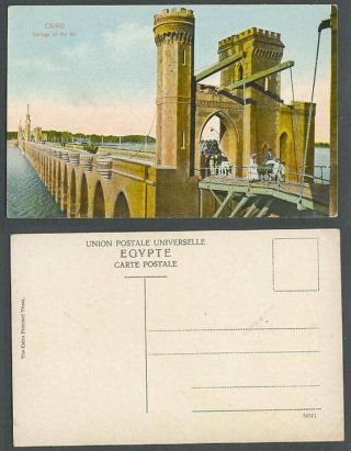 Egypt Old Colour Postcard Cairo Barrage Of The Nil Nile River Scene Tower & Gate