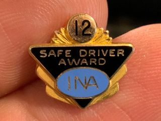 “ina” Safe Driver Award 1/10 10k Gold 12 Years Service Award Pin.