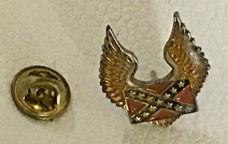 Vintage Lapel Pin Gold Tone Enamel American Flag & Eagle Wings