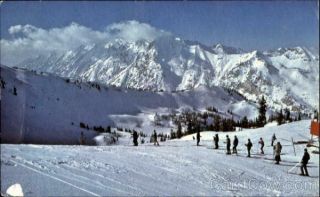 1976 Skiing at Alta Salt Lake County Utah Chrome Postcard Tom Plotchan Vintage 2