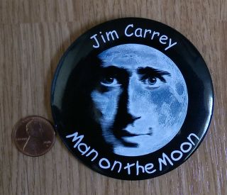 1999 Jim Carrey Man On The Moon Promo Pin Back Button - Andy Kaufman