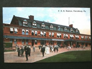 Old Postcard Shows Pennsylvania Railroad Station At Harrisburg Pa Ca.  1910s