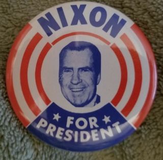 Vintage Nixon Political Campaign Pinback Button 1 3/4 " President