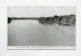 Vintage Photo Postcard Pottawatomie Park View From Bridge St Charles Il R1130