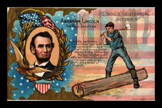 Dr Jim Stamps Us President Abraham Lincoln Centennial Glittered Postcard