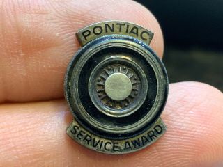 Pontiac Service Award Pin.  Very Old Sterling Silver.  Cool Tire And Wheel Pin.