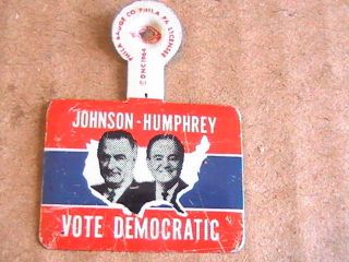 Pin Political Pin Pinback Button Tab Johnson Humphrey Vote Democratic 1968
