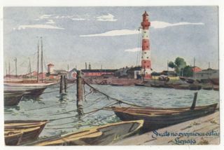 Ansicht Des Fischerhafens Liepaja Libau Latvia Vintage Postcard