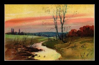 Dr Jim Stamps Us Creek Country View Topical Painting Embossed Postcard