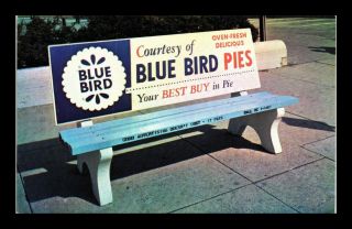 Dr Jim Stamps Us Bench Advertising Blue Bird Company Dayton Ohio Postcard