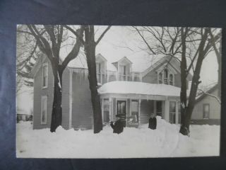 Rp Sharon Wisconsin House Home & Winter Snow 1910 Postcard