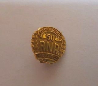 Vintage 50 Year Rna Membership Pin 1/10 Of 10k Gold Filled