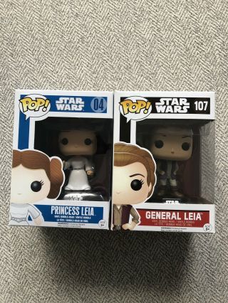 Funko Pop Star Wars 2 Pack Princess Leia 4,  General Leia 107
