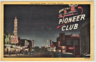 Old Fremont Street 1949 Posted With Stamp Linen Las Vegas Nv Post Card E 32