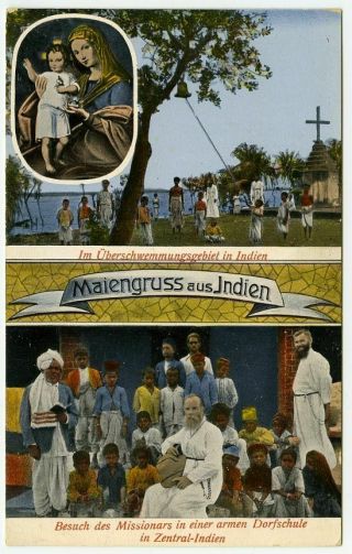 India,  Maiengruss Aus Indien,  Mission - Postcard