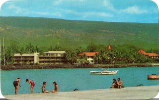 Postcard Hawaii Big Island Kona Inn And Kailua Bay C1950s Nrmint