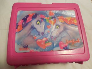 Lisa Frank Pengu Bear Plastic Thermos Lunch Box Hot Pink Usa 90 