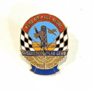 Reno Air Race Assoc.  Checkered Flag Club Enamel Lapel Pin Pinback 7/8 " Vintage