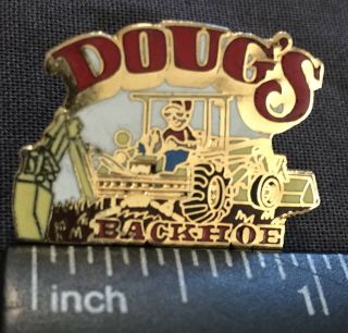 Vtg Ford Loader Doug’s Backhoe Tractor Truck Lapel Pin Badge 1 Inch 1980s