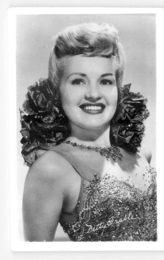 Betty Grable Printed Autograph Real Photo Postcard 1940s