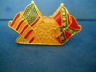 Vintage American And Confedrate Lapel Pin Flag Eagle
