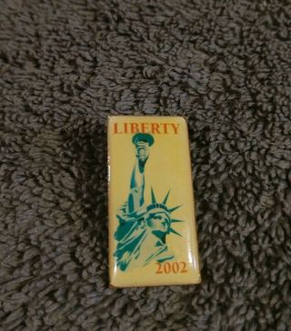 Vintage " 2002 Liberty " Stamp Picture Of The Statue Of Liberty Lapel Hat Pin