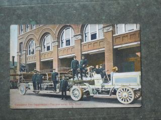 Post Card G96397 Vancouver,  Bc Fire Departments Aerial Ladder Truck C - 1910
