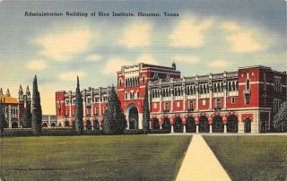 Houston Tx Diagonal Path To The Admin Building Of Rice Institute University 1945