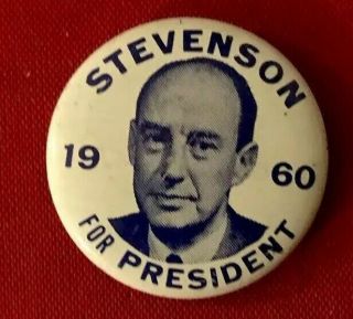 Political Pinback Adlia Stevenson Button 1960 Jfk Kennedy President Campaign Pin