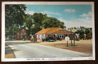 Vintage Post Card - Amity Hall,  Pennsylvania - “a Century Of Service For Travelers”