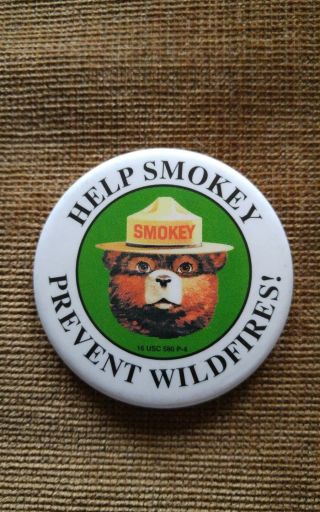 Vintage Official Help Smokey Bear Prevent Wildfires (16 Usc 580 P - 4) Button Pin