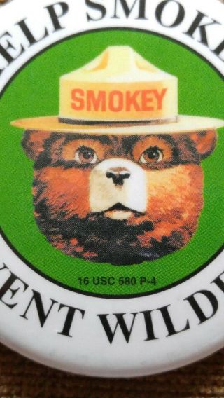Vintage Official Help Smokey Bear Prevent Wildfires (16 USC 580 P - 4) Button Pin 3