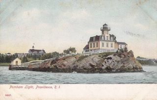 Antique Postcard C1905 - 07 Pomham Light House Providence,  Ri 16946