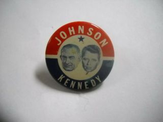 Vintage 1.  25 " Political Button: Johnson & Kennedy With Photos