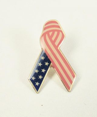 Goldtone American Flag Ribbon Lapel Pin
